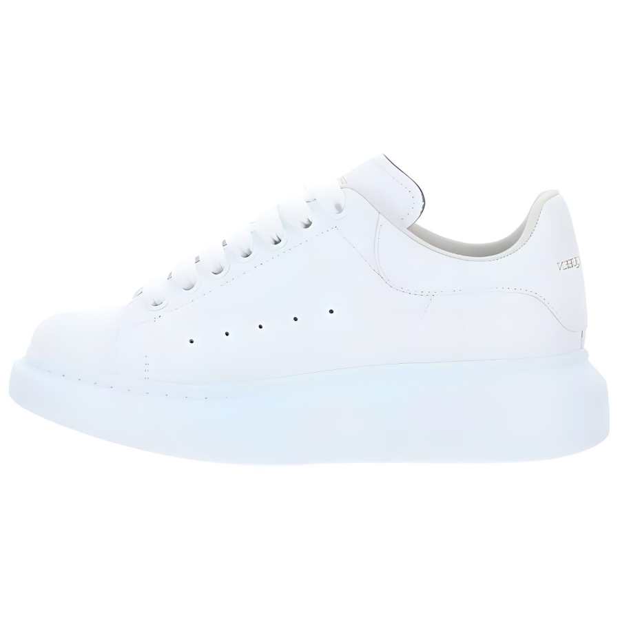 Alexander McQueen Oversized Sneaker Cow Leather, Leather Lace Up Low top Casual Shoes Women's White
