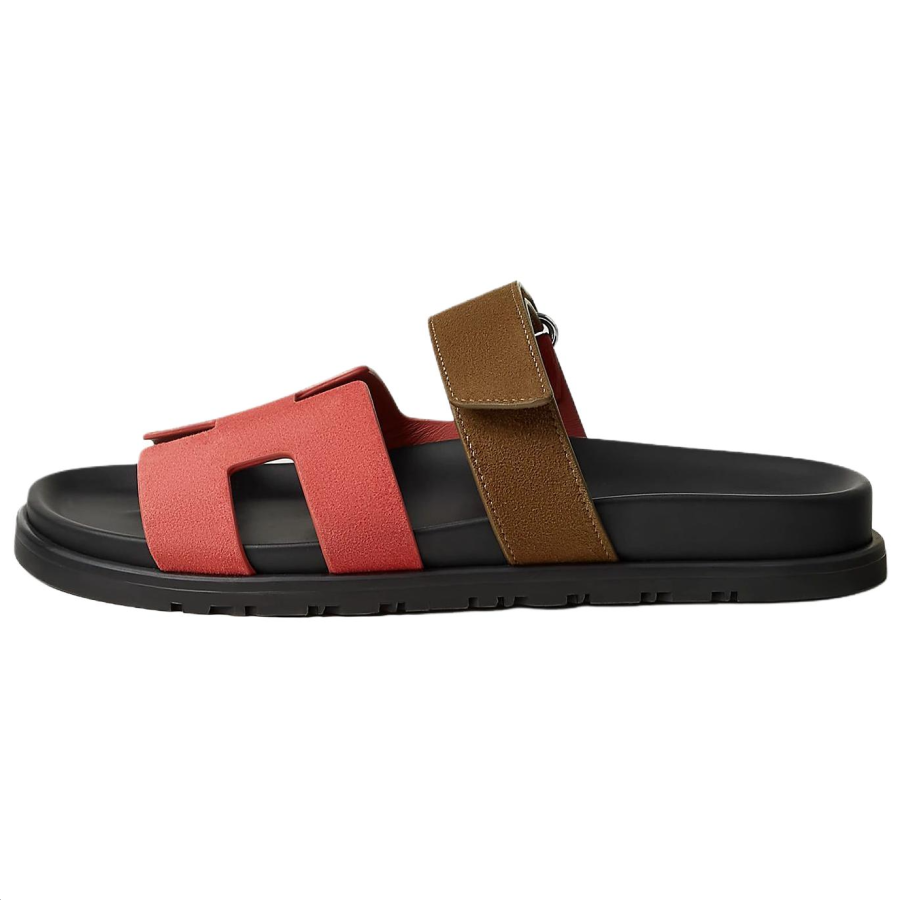 HERMES HERMES Chypre Slide Slippers Women's Brown Red