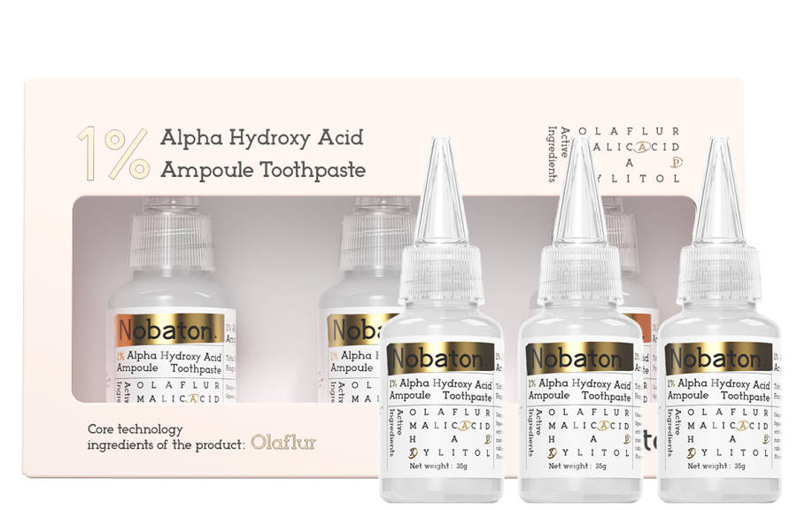 Nobaton 1% Alpha Hydroxy Acids Toothpastes Bright White Cleaning 35g*3 Pcs/Box