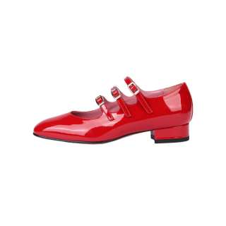 Carel Ariana Cow Leather Block Heel Mary Jane Shoes 2cm Women's Red