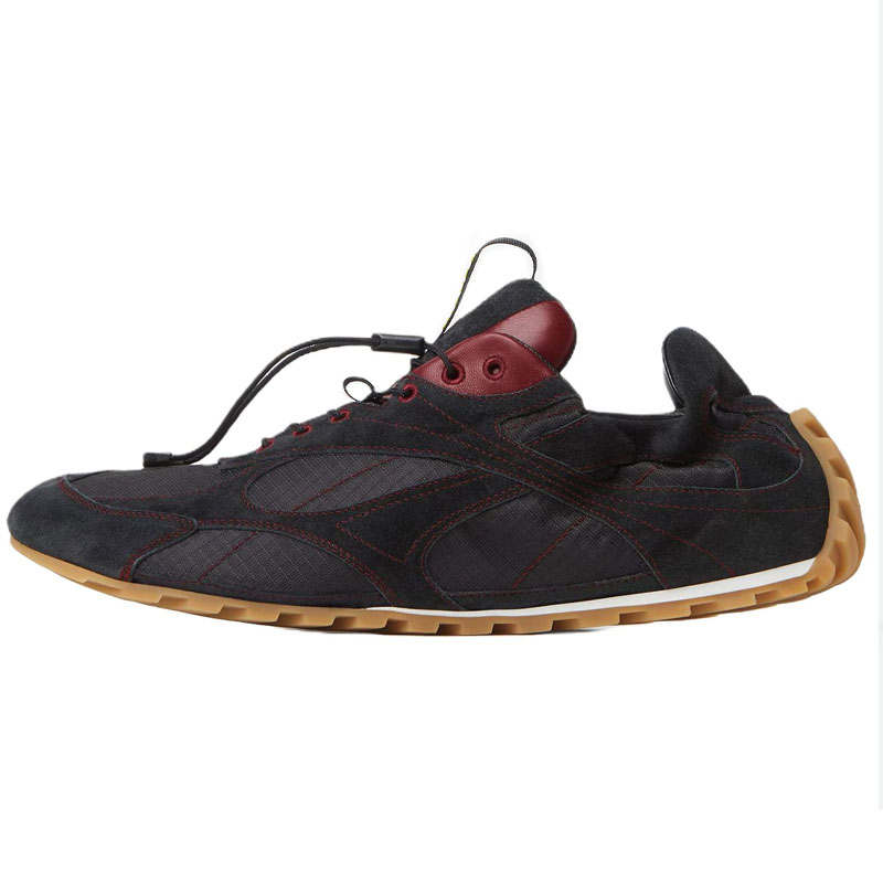 Bottega Veneta Orbit Flash Low top Casual Shoes Men's Black & Deep Apple Sugar Red