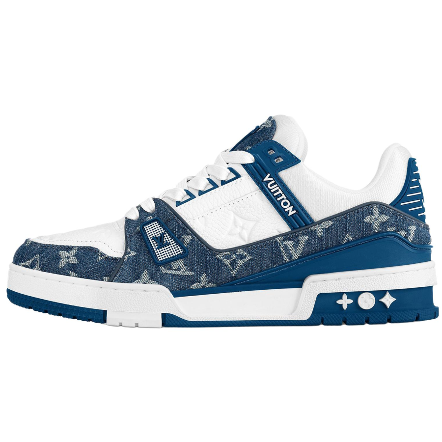 LOUIS VUITTON Trainer Cow Leather Fashion Trend Low top Skateboard Shoes Women's Light Blue