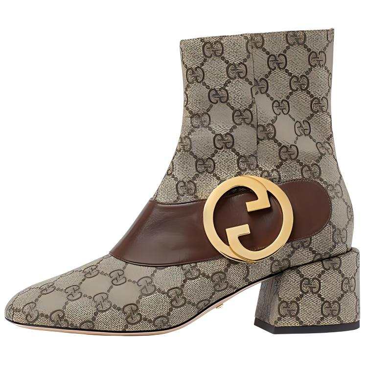 Gucci Wmns Blondie Ankle Boot 'GG Canvas - Beige' Women's