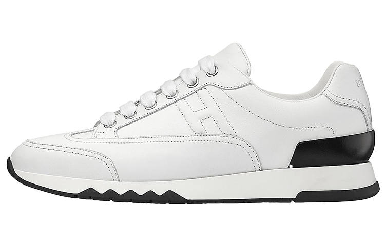 HERMES Trail Low top Casual Shoes Women's White Black Heel Tab