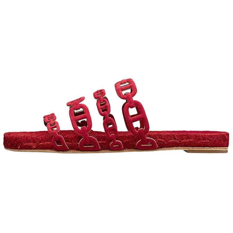 HERMES HERMES Ancone Slide Slippers Women's Red