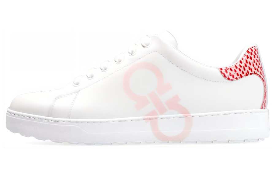 FERRAGAMO Gancini Low top Stylish Skateboarding Shoes Women's White