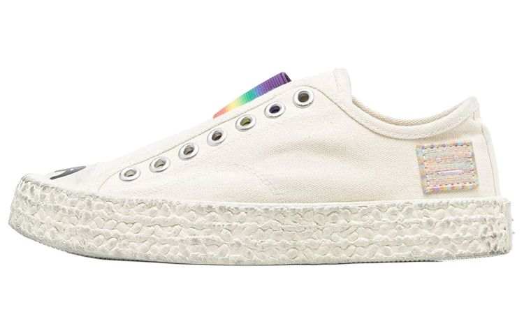 Acne Studios Logo Low top Stylish Skateboarding Shoes Women's Beige Distressed