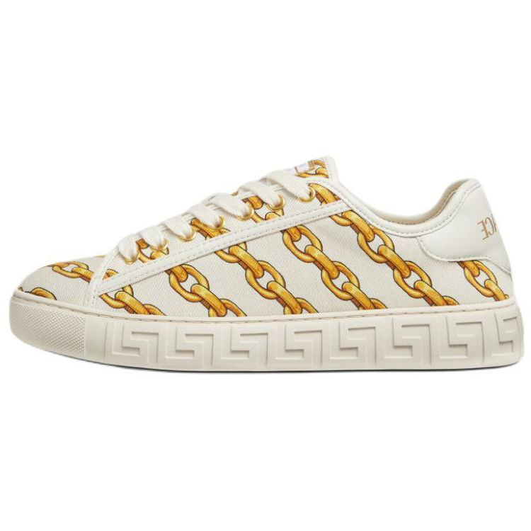 VERSACE Greca Low top Skateboard Shoes Women's White Yellow