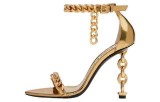 TOM FORD Leather One Strap Sandals 10.5cm Women's Gold