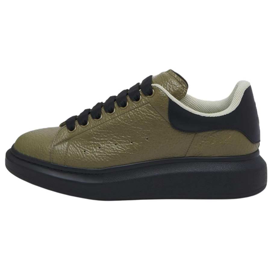 Alexander McQueen Oversized Sneaker Leather Low top Casual Shoes Men's Khaki & Black
