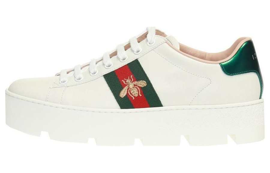 Gucci Wmns Ace Embroidered Platform 'White' Women's