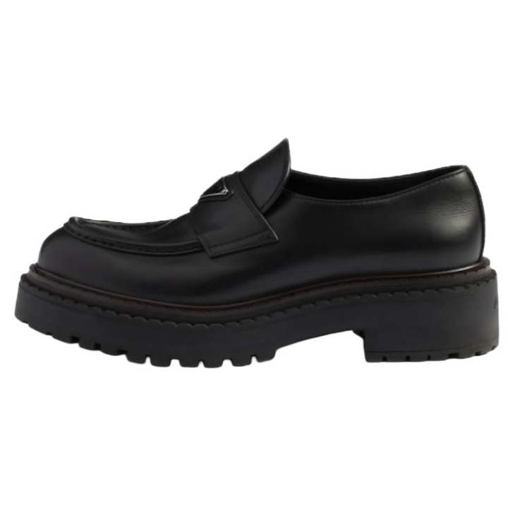 PRADA PRADA Leather Loafers 6cm Men's Black