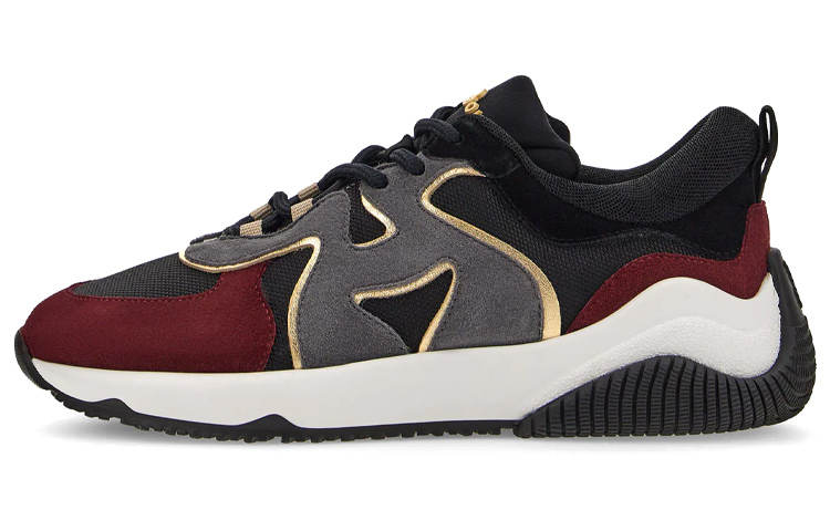 HOGAN H597 Casual Low top Athletic Shoes Women's Black Red