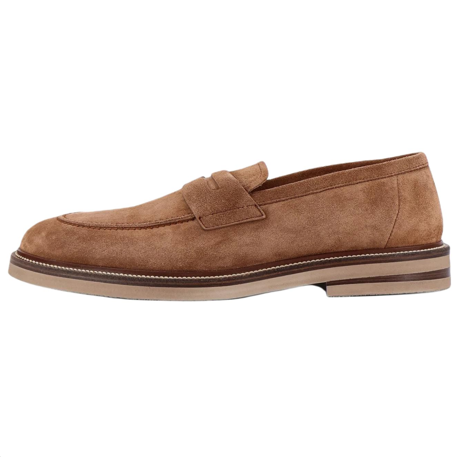 Brunello Cucinelli Cow Split Leather Casual Shoes Men's Brown
