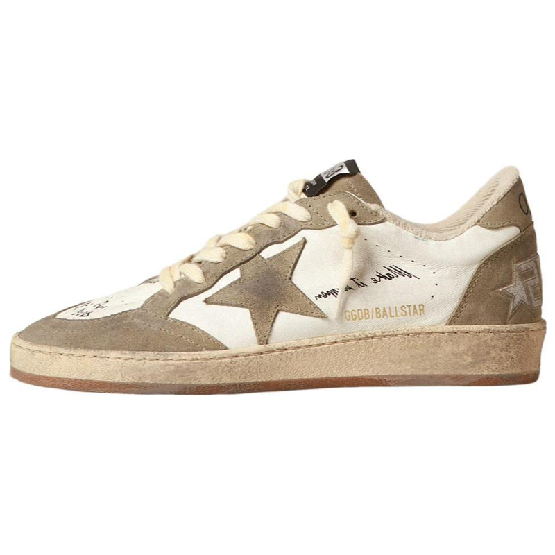 Golden Goose Ball Star Suede Low top Skateboard Shoes Men's Beige Brown Distressed