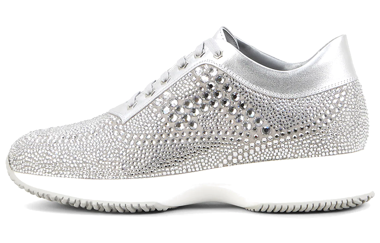 HOGAN Leather Coverage Low top Casual Shoes Women's Gray Silver
