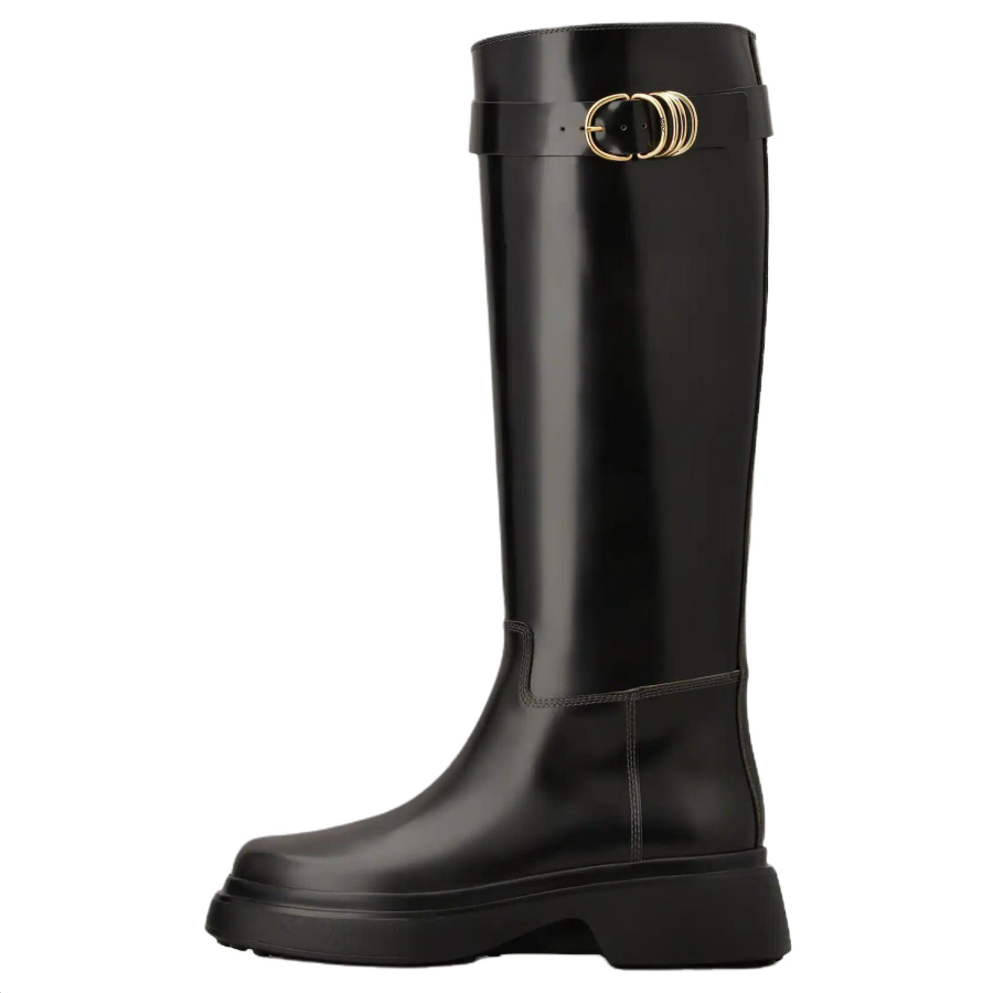 TOD'S Cow Leather Knee high Boots Women's Black