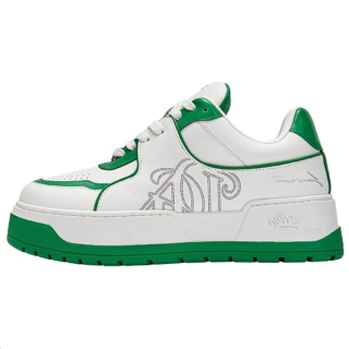 DEGAIA Cow Leather Low top Skateboard Shoes Men's Grass Green, Lake Blue, Black
