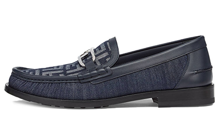 FENDI O'Lock Denim Loafers Men's Blue