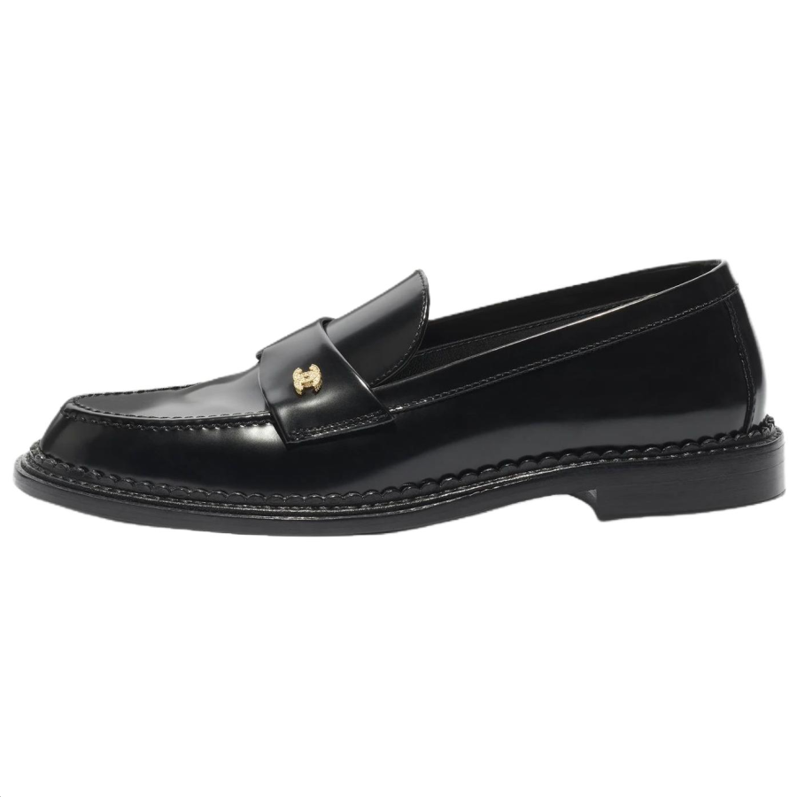 CHANEL 26C Calfskin Loafers 2.5cm Women's Black