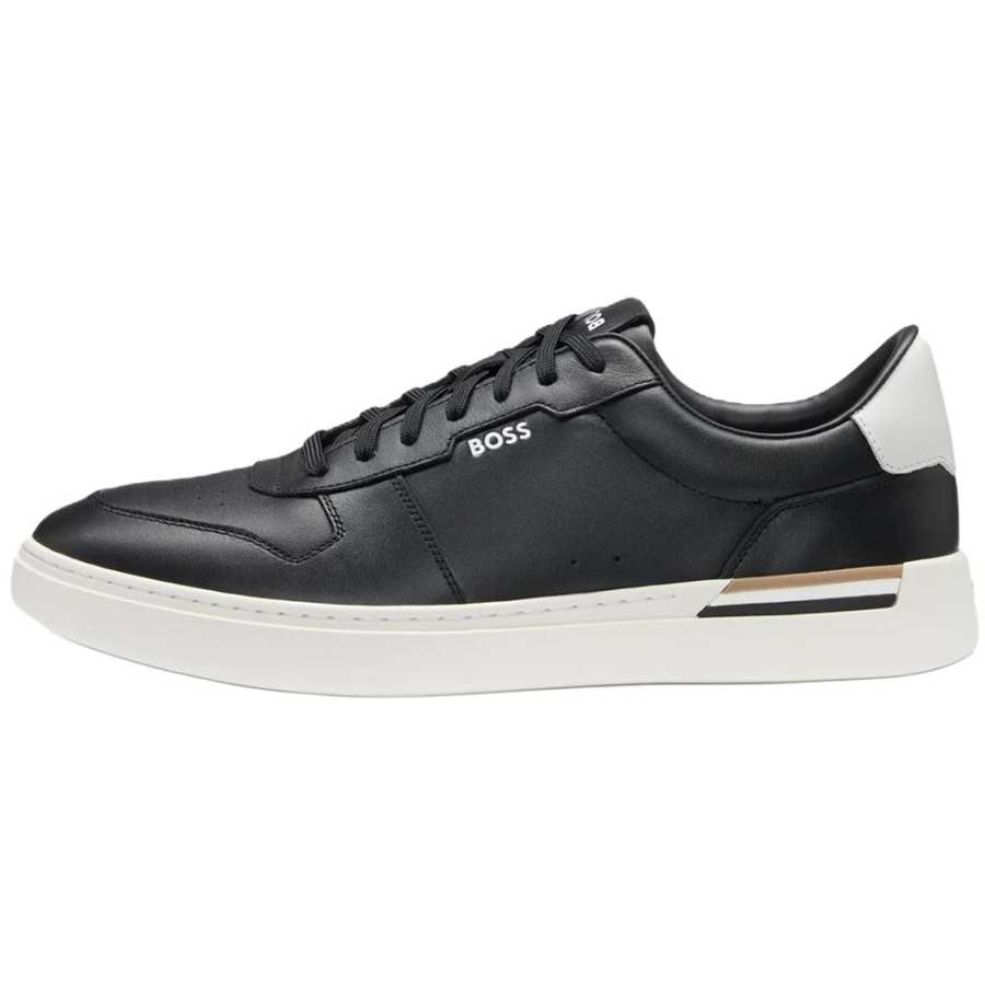 HUGO BOSS Cow Leather Low top Skateboard Shoes Men's Black