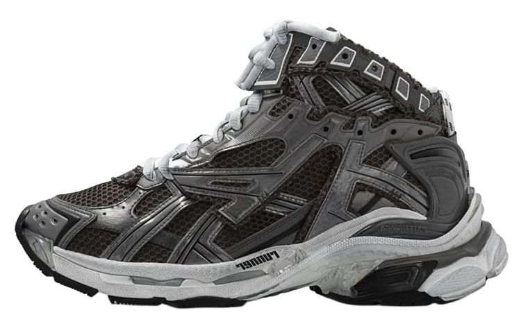 Balenciaga Runner High Top Sneakers 'Grey Nylon Suede Like Fabric'
