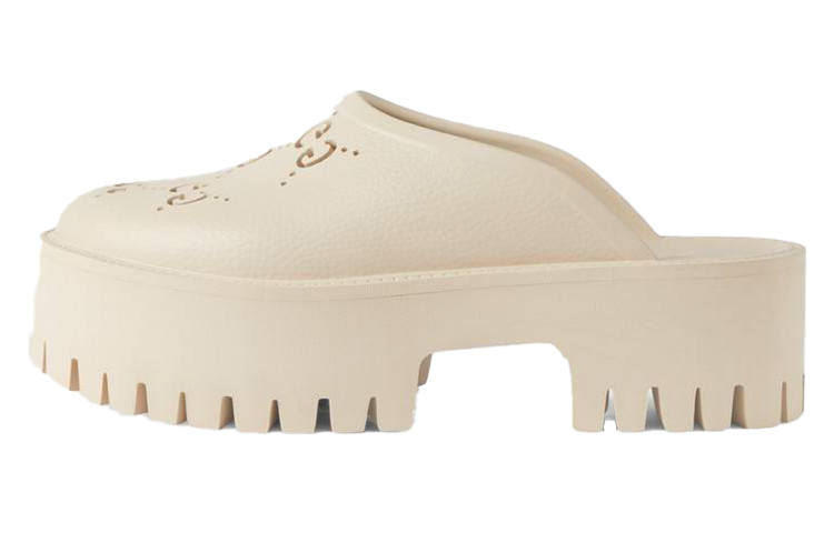 Gucci Wmns Platform Perforated G Sandal 'White Rubber' Women's