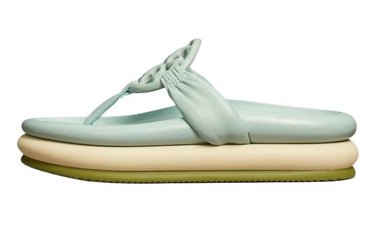 TORY BURCH Miller Nappa Leather Flip Flops Women's Light Blue