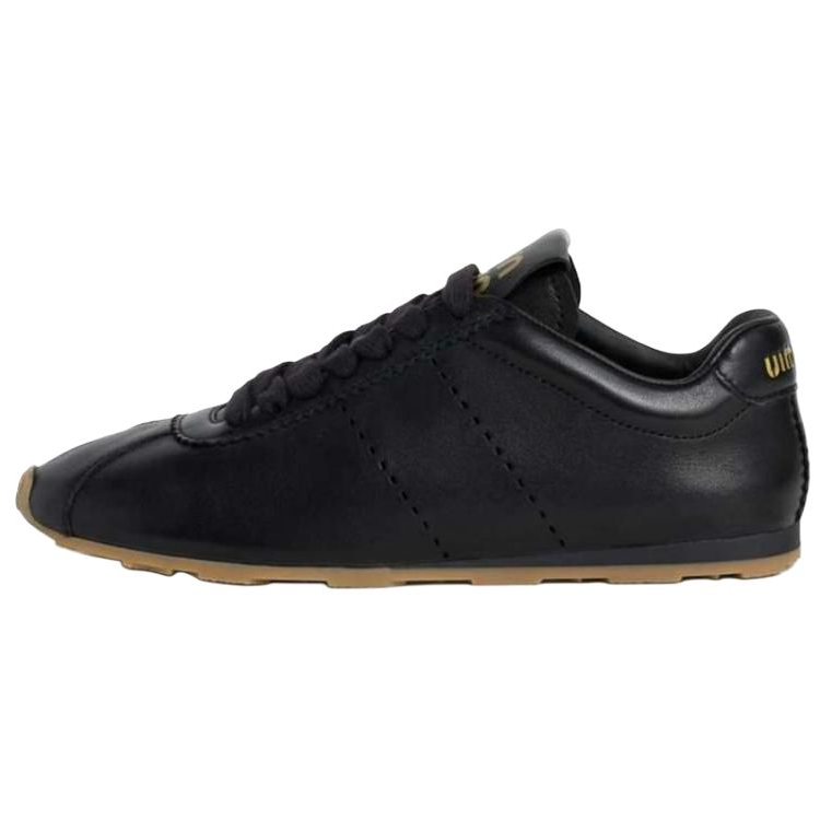 MIU MIU Plume Leather Low top Casual Shoes Women's Black