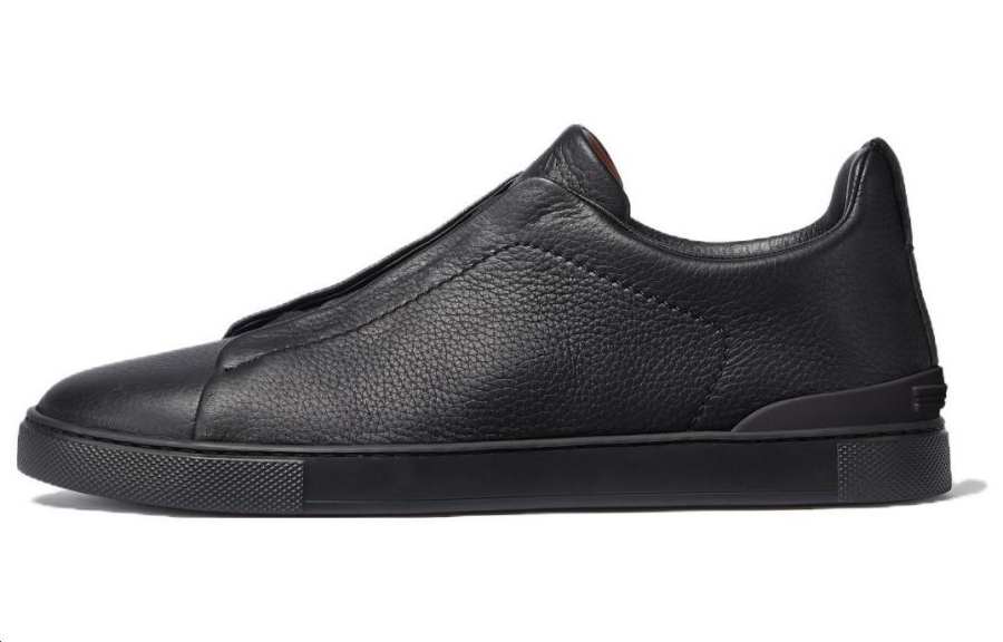 Ermenegildo Zegna Leather Low top Skateboard Shoes Men's Black