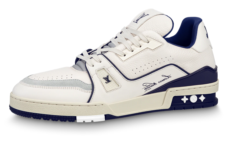 LOUIS VUITTON Trainer Low top Stylish Skateboarding Shoes Unisex White Blue