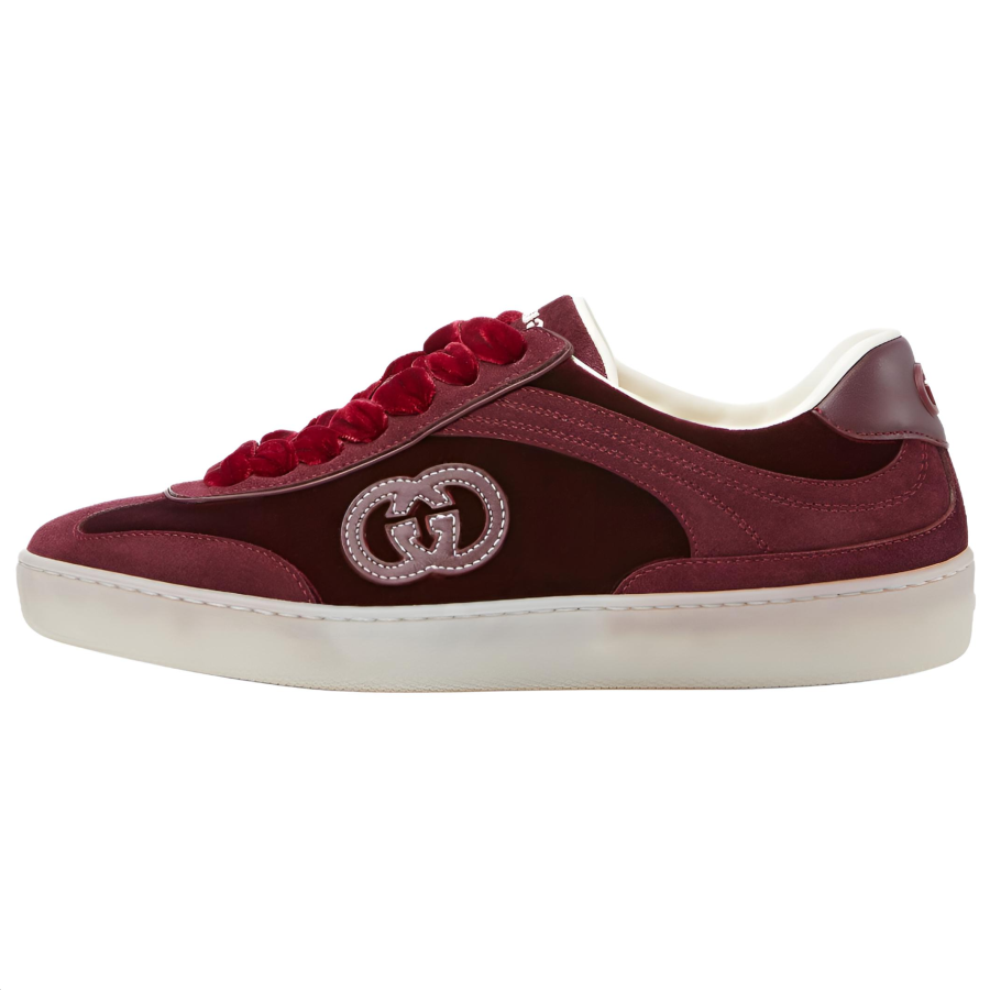 GUCCI G75 Velvet Athletic Shoes Low top Skateboard Shoes Women's Rose Red