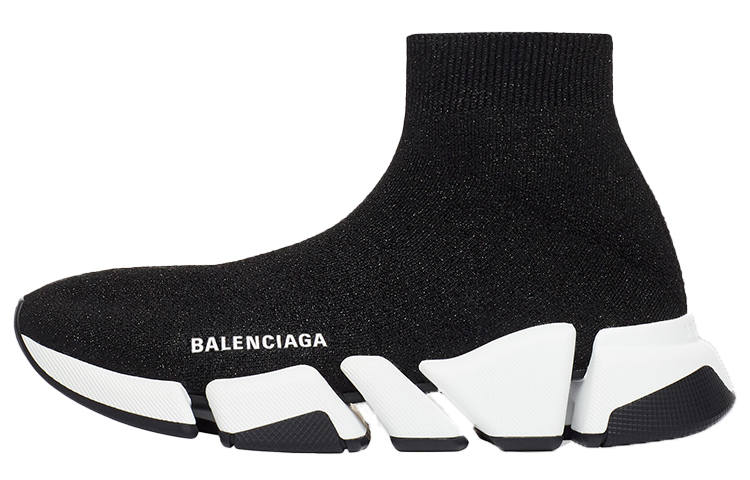 Balenciaga Speed 2.0 Black White Shiny Women's