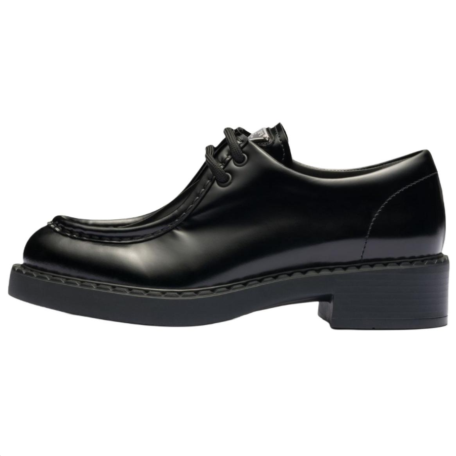 PRADA PRADA Women's Brushed Leather Lace-Up 'Black'