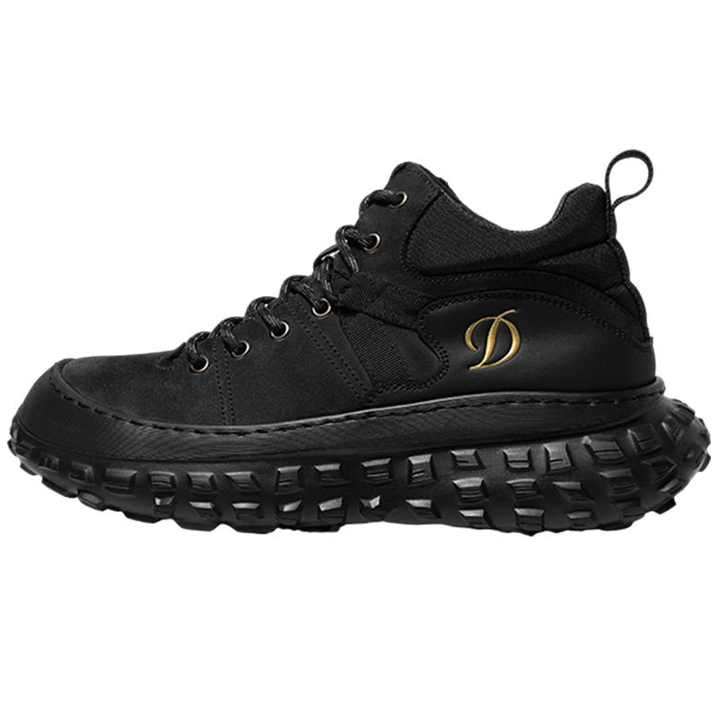 S.T.Dupont S. T.DUPONT Top Grain Cow Leather Mid top Casual Shoes Men's Black/Yellow