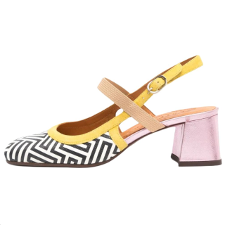 CHIE MIHARA Voyage Chunky Heel High Heels 4.5cm Women's Black White