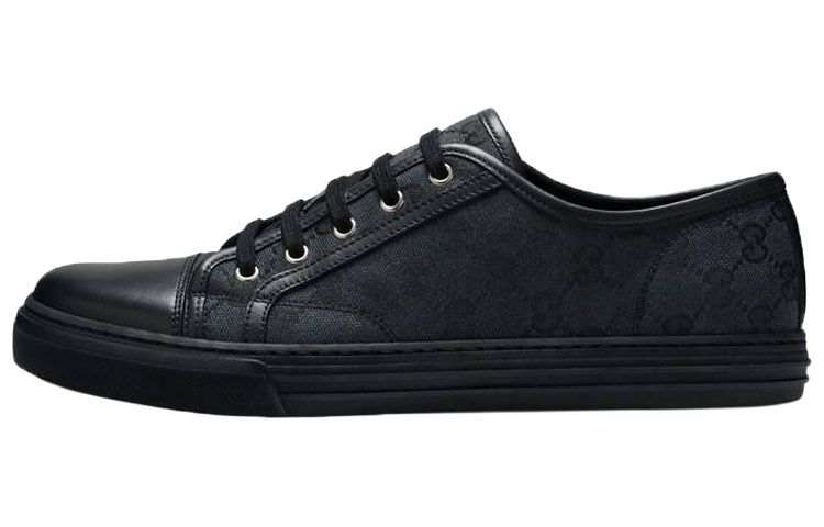 GUCCI GUCCI GG Canvas Low Sneakers Grey Black
