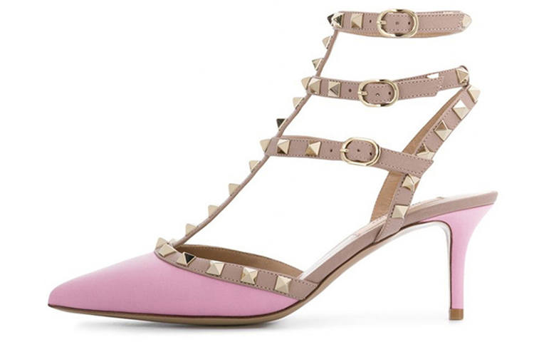 Valentino Leather Slim Heel High Heels 6cm Women's Pink
