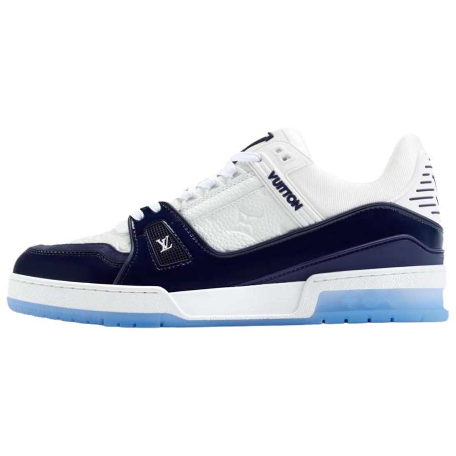 LOUIS VUITTON Trainer Cow Leather Low top Skateboard Shoes Men's Sea Blue