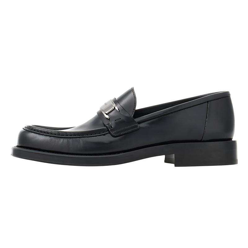 FERRAGAMO Vara Calfskin Loafers Men's Black