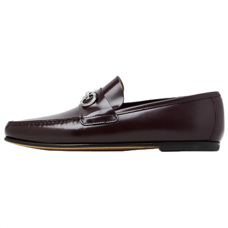 Ferragamo FERRAGAMO Gancini Leather Loafers Men's Brown
