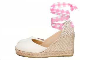 MC2 Saint Barth Pink Plaid Wedge Heel High Heels Women's White