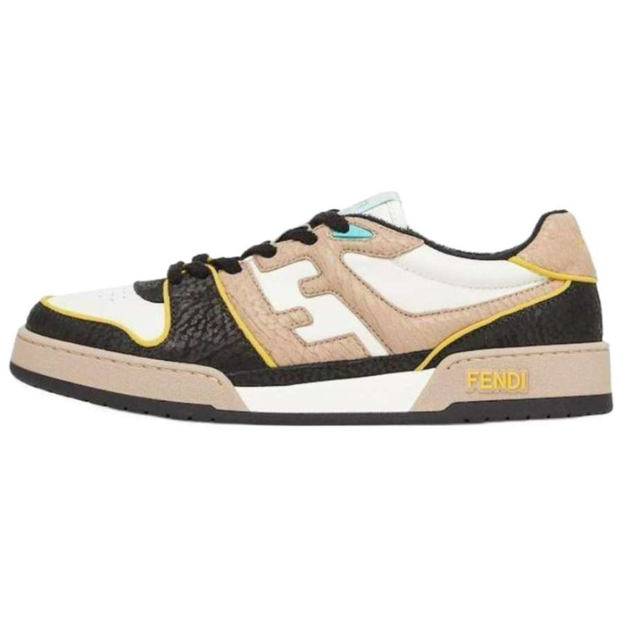 FENDI Match Leather Low top Skateboard Shoes Men's Beige