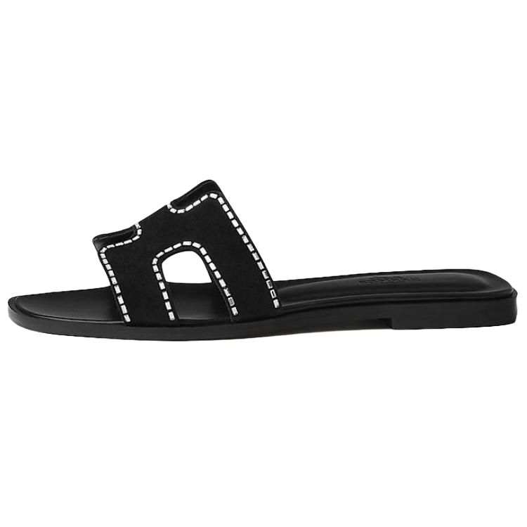 HERMES Oran Fashion Trend Slide Slippers Women's Black