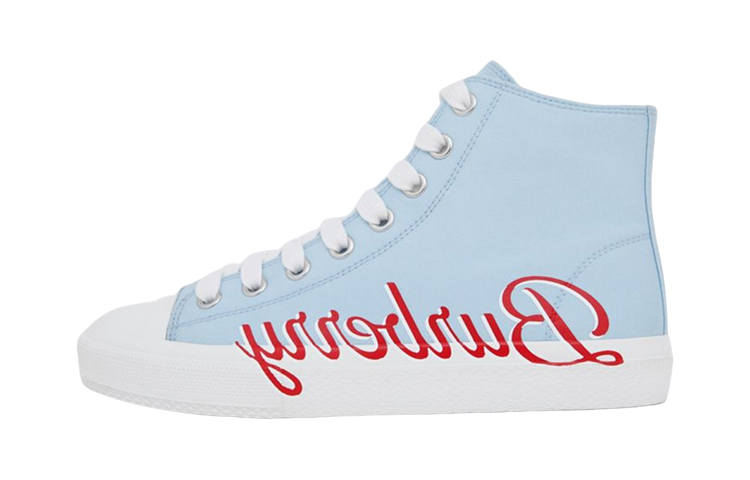 Burberry Cotton Fabric High top Stylish Skateboarding Shoes Blue Kids'