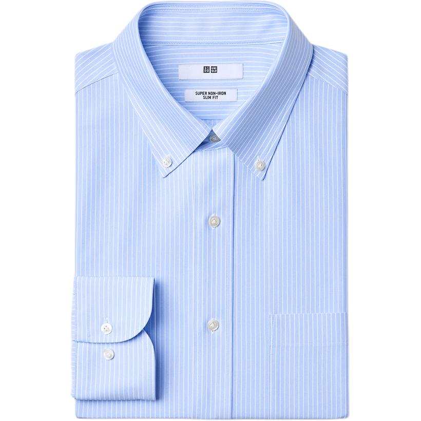UNIQLO Shirts Men's Sky Blue Lapel Moderate
