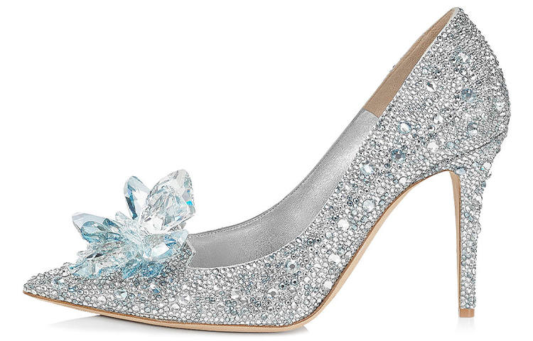 Jimmy Choo Alia Crystal Slim Heel High Heels 8.5cm Women's Silver White