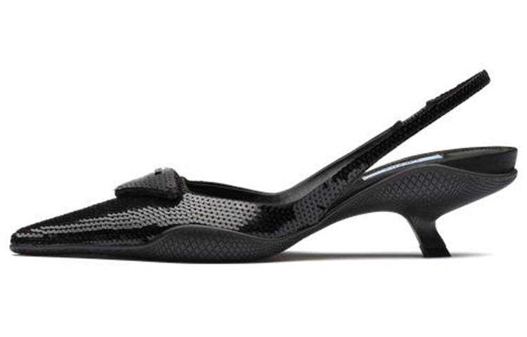 PRADA PRADA Fabric Irregular Heel High Heels Women's Black