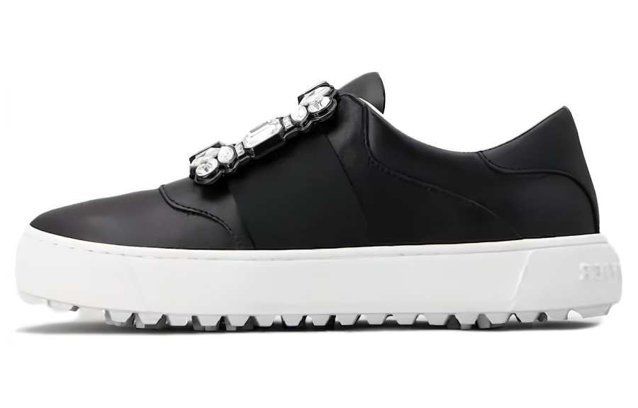 Roger Vivier Leather Low top Skateboard Shoes Women's Black