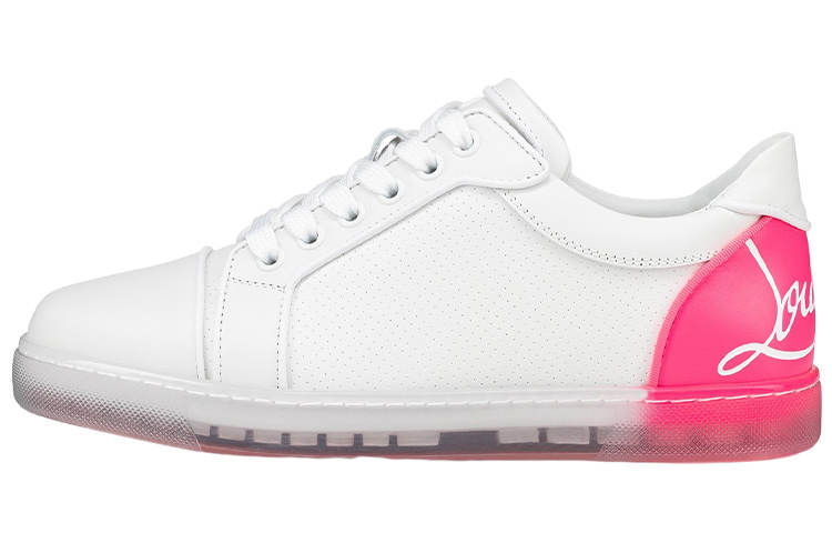 Christian Louboutin CL Leather Stylish Skateboarding Shoes Women's White Pink